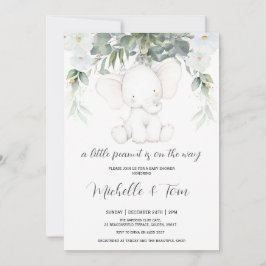 Convites Elephant Gender Neutral Chá de fraldas Invitation