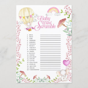 Convites Elephant Hot Air Balloon Baby Word Scramble Game