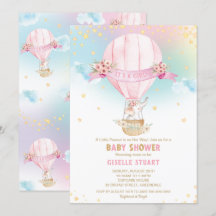 Elephant Hot Air Balloon Chá de fraldas Girl