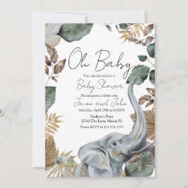 Convites Elephant Jungle Wild Details Baby Shower