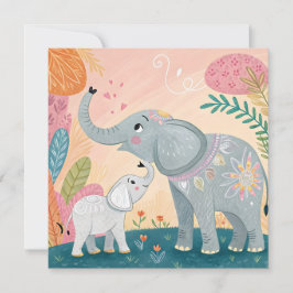 Convites Elephant Mom and Baby