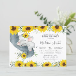 Convites Elephant Sunflower Floral Chá de fraldas Girl Girl