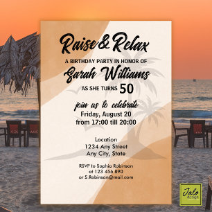 Convites Elevação tropical e relaxamento 50ª Festa de anive