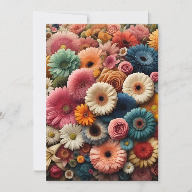 Convites Eleve Seu Espaço Gerbera Daisy Floral Colorida  (Frente)