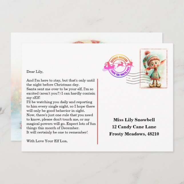Convites Elf Arrival Letter | North Pole Welcome Message (Frente/Verso)