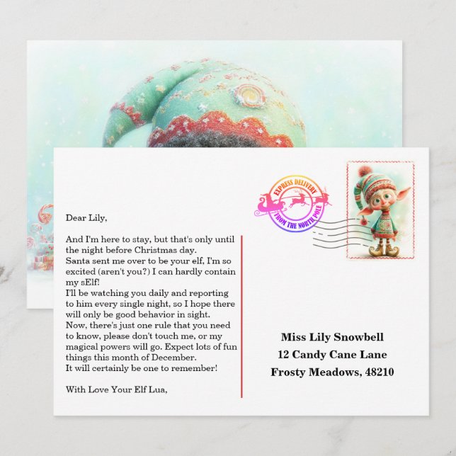 Convites Elf Arrival Letter | North Pole Welcome Message (Frente/Verso)