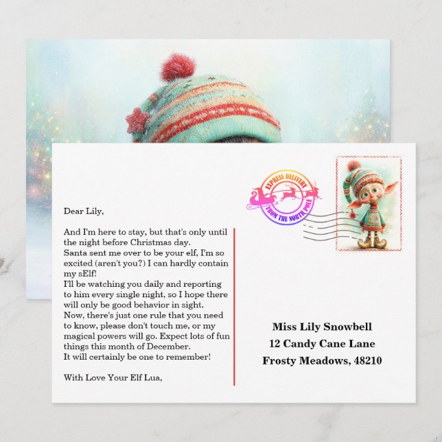 Convites Elf Arrival Letter | North Pole Welcome Message (Frente/Verso)
