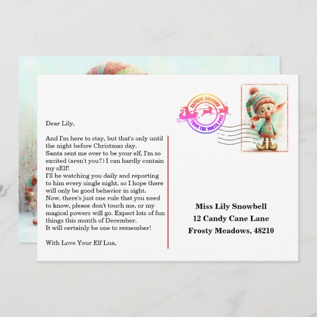 Convites Elf Arrival Letter | North Pole Welcome Message (Frente/Verso)