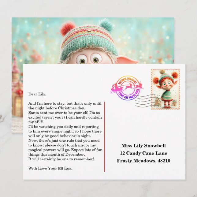 Convites Elf Arrival Letter | North Pole Welcome Message (Frente/Verso)