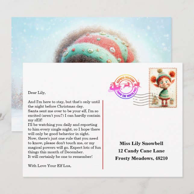 Convites Elf Arrival Letter | North Pole Welcome Message (Frente/Verso)