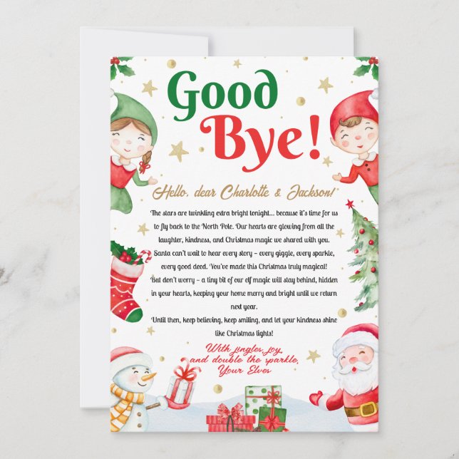 Convites Elf Goodbye Letter Goodbye from Elf Christmas (Frente)