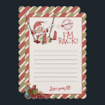 Convites Elf - Letra "I m Back" - Notecard editável<br><div class="desc">Estou de volta! Este pequeno elfo está esperando pela grande diversão de Natal. As aquarelas brancas e a tipografia sazonal complementam a design. Personalize este belo design de elfo com seus detalhes fácil e rapidamente. Pressione o botão personalizar para reorganizar e formate o estilo e a posição do texto.</div>