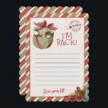 Convites Elf - Letra "I m Back" - Notecards editáveis<br><div class="desc">Estou de volta! Este pequeno elfo está esperando pela grande diversão de Natal. As aquarelas brancas e a tipografia sazonal complementam a design. Personalize este belo design de elfo com seus detalhes fácil e rapidamente. Pressione o botão personalizar para reorganizar e formate o estilo e a posição do texto.</div>
