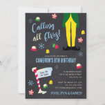 Convites Elf Movie Kids Chalkboard Winter Birday<br><div class="desc">Convide toda a sua família e amigos para a festa tematizada de inverno do seu filho com estes convites para o quadro de chanfro Elf. Personalize adicionando todos os detalhes do seu partido!</div>