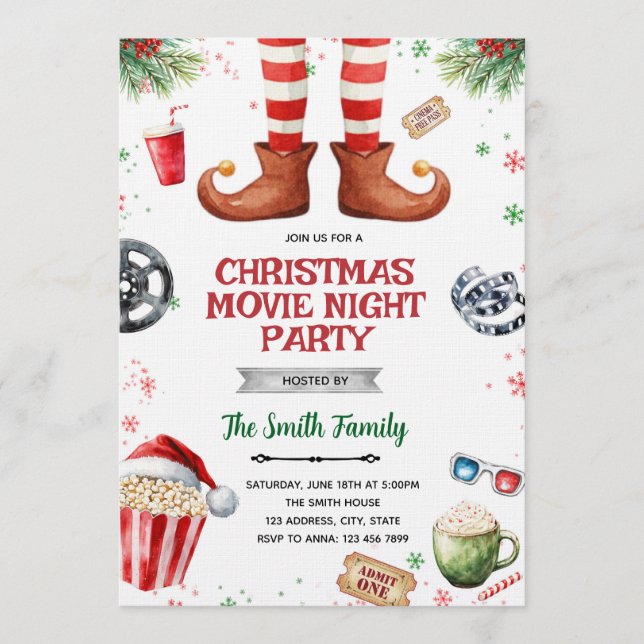Convites Elf Movie Night party Invitation (Frente)