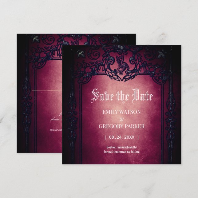 Convites Elgant Gothic Teal Ferrugem Vermelho Moldado Salva (Frente/Verso)