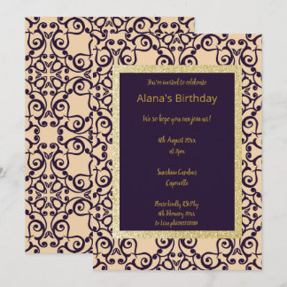 CONVITES ELGANT MODERN DAMASK MARINHO SILVER DOURADO