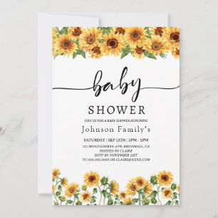 Convites elgante Sunny Sunflower chá de fraldas Beate