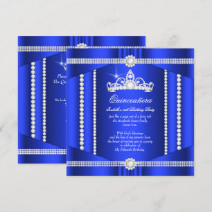 Convites Elite Azul Real Princesa Quinceanera Diamante