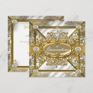 Convites Elite Quinceanera Prata Dourado Damasco 15º Aniver