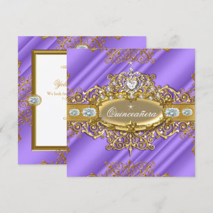 Convites Elite Quinceanera Roxo Prata Dourado 15º Aniversár