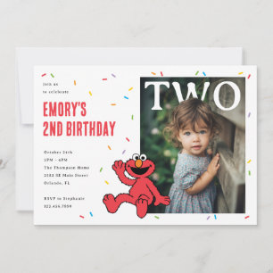 Convites Elmo Vermelho Confete Segundo Aniversário