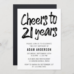 Convites Elogios a 21 anos de aniversário de 21 anos preto