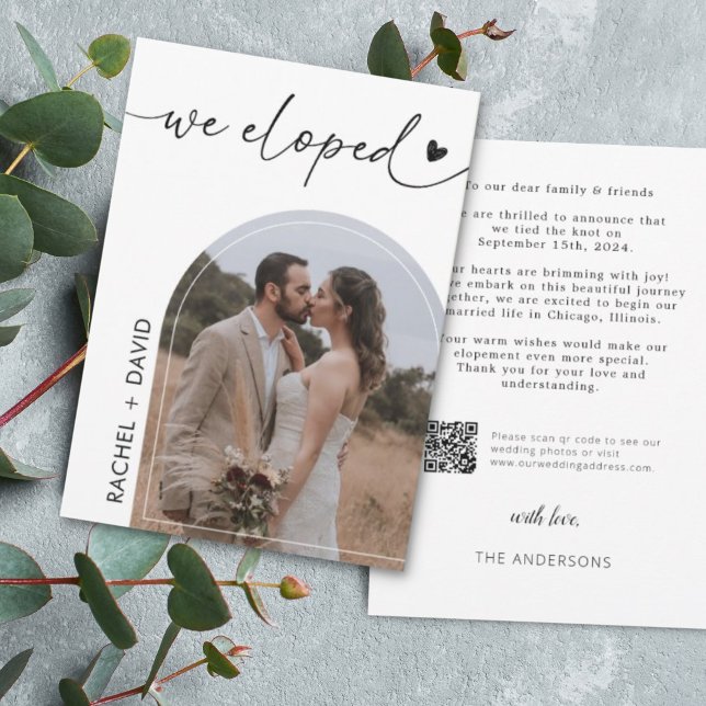 Convites Elopement de Foto em Arch Elopement Código QR (Criador carregado)