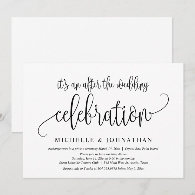Convites Elopemento De Casamento, Após A Celebração Do Casa (Frente/Verso)