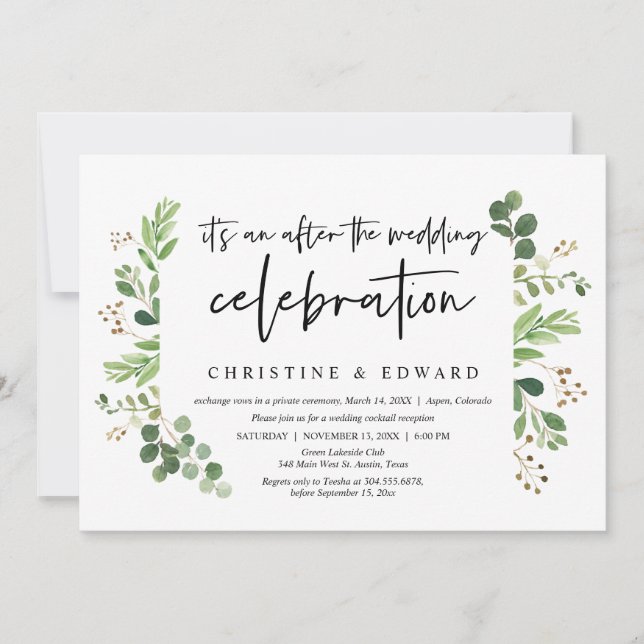 Convites Elopemento de Casamento, Após a celebração do casa (Frente)