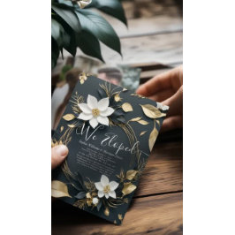 Convites Elopemento de Casamento de Foto Floral Dourada Bra