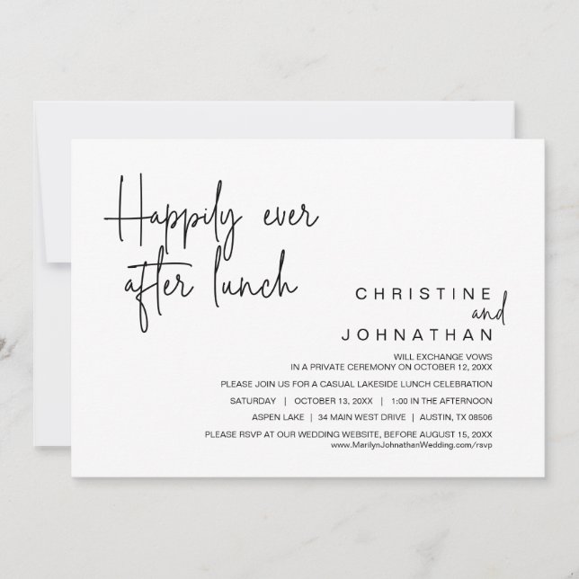 Convites Elopemento De Casamento, Feliz Para Sempre Após Al (Frente)