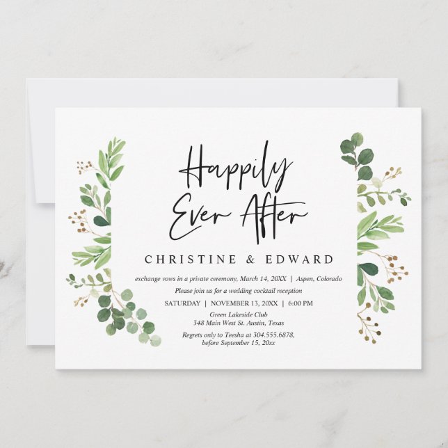 Convites Elopemento de Casamento, Feliz para sempre após o  (Frente)