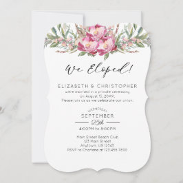 Convites Elopemento De Casamento Floral Rosa-De-Aquarela