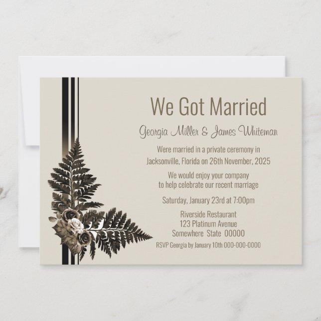 Convites Elopemento Floral Botânico Rustic Watercolor (Frente)