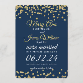 Convites Elopete Dourado Faux Glitter Confetti Marinho Azul