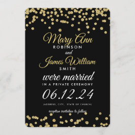 Convites Elopete Dourado Faux Glitter Confetti Preto
