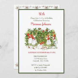 Convites Elsa Beskow Strawberry Girls Aniversário