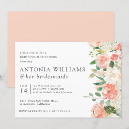Convites Em Bloom Floral Peach Rosa Bridesmaid Luncheid