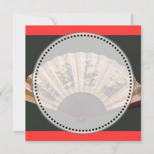 Convites em branco de bambu chinês e leque de seda