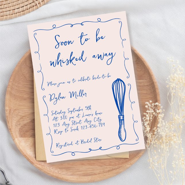Convites Em breve para ser tocada fora do Chá de panela da  (Soon To be Whisked Away Kitchen Bridal Shower Invitation)