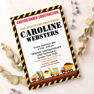 Convites EM Chá de fraldas DE CONSTRUÇÃO