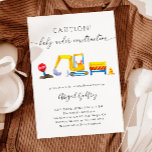 Convites Em Construção Chá de fraldas<br><div class="desc">Cartão de convite para chá de fraldas de garoto para o tema da construção,  bonito,  com ilustração de caminhões de construção e cartazes. O texto diz "Cuidado! bebê em construção."</div>