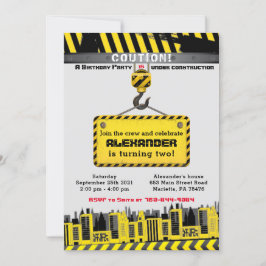 Convites Em Construção de Caminhões de Festa de aniversário