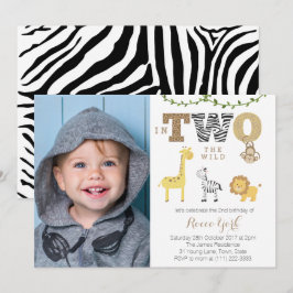 Convites em DOIS o segundo aniversário selvagem Safari Part