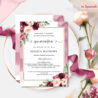 Em Espanhol, Borgonha e Quinceañera Floral Rosa