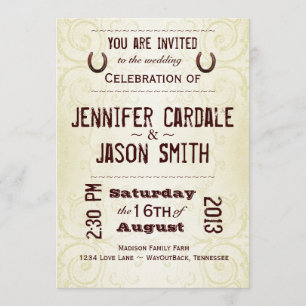 Convites em ferradura ocidentais do casamento do