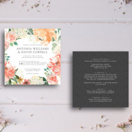 Convites Em flor | Todos num casamento Botânico Peach Pink