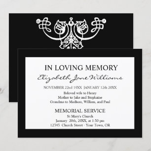 Convites Em Memória Amorosa Funeral Borda Preta Simples