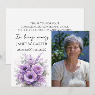 Convites Em Memória Carinhosa Lilás Roxo Floral Funeral